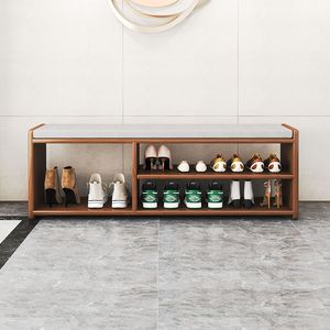 Panca Portascarpe in Legno Massello con Cuscino Morbido - Scaffale Multistrato Semplice per <span class=keywords><strong>Ingresso</strong></span> di Casa, Dormitorio - Product Image 4