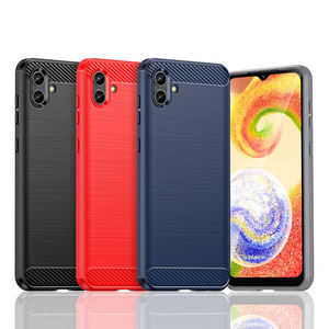 Coque de téléphone en TPU souple et mince pour Samsung Galaxy A04, Texture en Fiber de carbone, ligne brossée, Absorption des chocs - Product Image 1