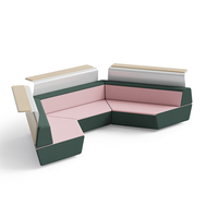 Ensemble de canapés modulaires modernes en tissu et cuir PU, avec éponge haute densité et pieds en métal – Idéal pour les bureaux commerciaux, les halls d'accueil et les salles d'attente d'hôtels