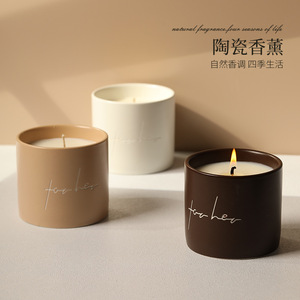 Ceramic Scented <b>Candle</b> 9x11.5cm Nordic Style Aromatherapy For Her <b>Gift</b> Decoration - Product Image 1