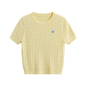 Pull-over en maille de haute qualité pour femme, style coréen, avec logo personnalisé brodé, col rond, vente en gros, usine de vêtements - Product Image 6