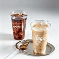 Gobelets en plastique personnalisés avec logo imprimé, avec couvercles et pailles, 500 ml/700 ml, gobelets jetables en PET transparent de qualité alimentaire pour café, bubble tea et boissons