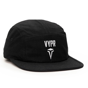Gorras de Correr de 5 Paneles con Logotipo Bordado Personalizado, Gorras de Algodón Ripstop Negras - Product Image 3