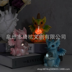 รูปปั้นมังกรธูปเรซิ่นสีเขียวเครื่องกระจายกลิ่นอโรมาเธอราพีของตกแต่งโต๊ะทำงานของขวัญ - Product Image 3