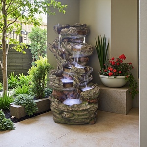 New <strong>Indoor</strong> Mini <strong>Waterfall</strong> Fountain Resin Wooden Style with Warm White <strong>Lights</strong> for Interior Decorative Purpose - Product Image 1