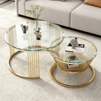 Table basse en fer et verre de style nordique européen, table d'appoint de luxe en verre artistique, combinaison de rangement, design décoratif pour salon