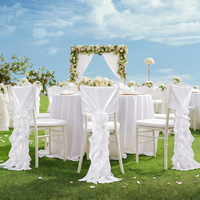 Élégante nappe de chaise de mariage en polyester lavable en machine, drapé en tulle de saule, décoration romantique pour chaise Chiavari pour l'extérieur