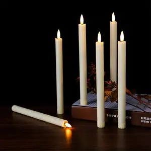 长塑料发光二极管蜡烛棒包6支无焰发光二极管蜡烛，带遥控10键无焰电池供电蜡烛