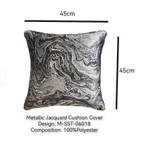 Housse de coussin de luxe personnalisée en gros pour la maison, en polyester doux, motif géométrique jacquard métallique, pour canapé