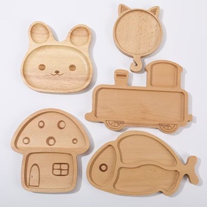 จานไม้การ์ตูนสำหรับเด็ก ถาดรูปสัตว์ ชุดอาหารสำหรับเด็ก - Product Image 1