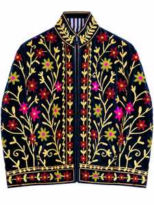 Premium Navy <b>Velvet</b> Bomber <b>Jacket</b> <b>Women</b> Solid Long Sleeve High Neck Quick Dry Breathable Cotton Lining Designer Coat Ethnic - Product Image 3