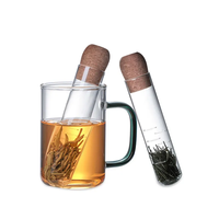 Filtre d'infuseur de thé en Tube de verre Borosilicate pour tasses tasses avec bouchons en liège