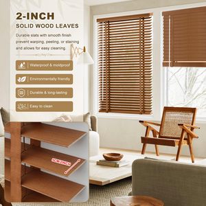 Stores en bois massif sans fil pour fenêtre intérieure, stores occultants horizontaux en bois véritable, faciles à installer pour <span class=keywords><strong>la</strong></span> <span class=keywords><strong>maison</strong></span> - Product Image 3