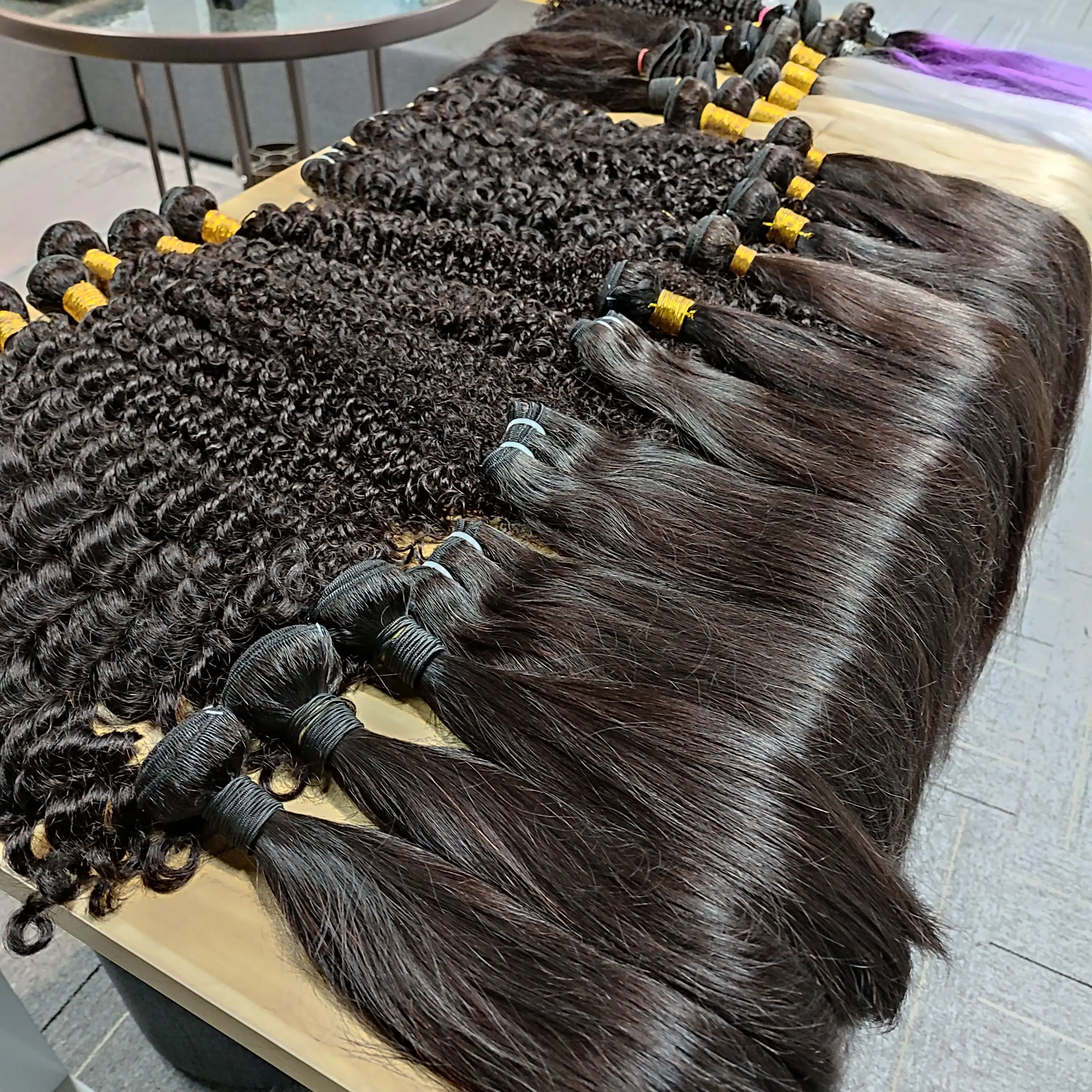 Kelas Rambut Mentah 12A Remy Salon Rambut Cuci Grosir Bundel Jalinan Brasil Pemanjangan Rambut Manusia Lurus