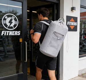 Sac à linge pour sac à dos avec bretelles et poche en filet, sac à linge en <span class=keywords><strong>nylon</strong></span> durable avec fermeture à cordon pour le collège - Product Image 2