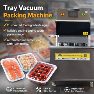 Machine d'emballage <span class=keywords><strong>sous</strong></span> vide automatique avec purge de gaz, scelleuse <span class=keywords><strong>sous</strong></span> vide haute efficacité pour barquettes, bocaux et boîtes, idéale pour l'emballage <span class=keywords><strong>alimentaire</strong></span> en supermarché - Product Image 1