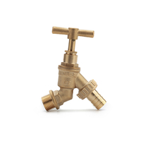 Robinet de jardin en laiton forgé sans placage, raccord de tuyau d'arrosage 1/2" à 3/4"