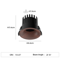 Spot LED encastré en aluminium 75MM 12W découpé Log Color Ra>97 Spot Light Vintage Style Indoor Downlight avec garantie de 10 ans