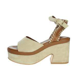 Sandalias de Tacón para Mujer Janet & Janet J-154 Beige con Plataforma y Correa en el Tobillo - Product Image 1