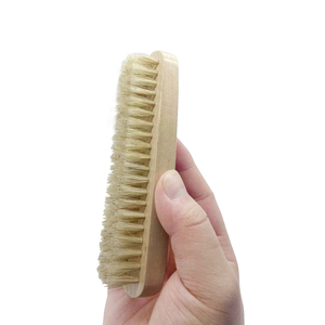 14cm cerato oliatura maiale bianco criniera Schima superba manico in legno pulizia scarpe in pelle spazzola per lucidare scarpe in legno - Product Image 6