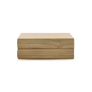 Capa flip quadrada de alta classe, padrão de grão de madeira, colar, caixa de anel, caixa de presente, caixa de joias