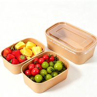 Boîte alimentaire longue jetable et portable pour les fournitures des vendeurs de nourriture de rue, boîte alimentaire longue compostable à base de plantes pour la restauration verte