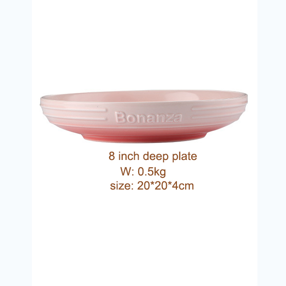 8 inch pink deep plate