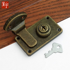 Furniture Lock Bronze <b>Key</b> <b>Square</b> Lock Buckle 74x41mm Rustic Design Durable For Wooden Boxes - Product Image 1