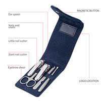 Kit de coupe-ongles en acier inoxydable VH 6 pièces, ensemble complet de manucure et pédicure, boîte de couleur, soin des pieds professionnel, utilisation en salon