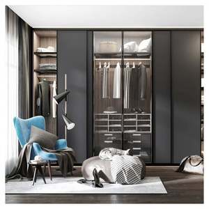 Modern L Shape Solid Wood Custom Italian Closets Elegant Detail Design White Clothes Organizers <b>Wardrobe</b> with Storage Cubes - Product Image 5