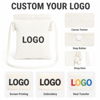 Tas Selempang Kanvas Logo Kustom dengan Kancing Tekan, Tas Mini Ponsel yang Dapat Disesuaikan, Tas Selempang Wanita Multi-warna untuk Wanita