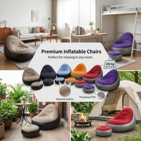 Ensemble de canapé gonflable avec pouf, chaise gonflable, repose-pieds, chaise longue floquée, canapé paresseux, portable et pliable pour le camping en plein air