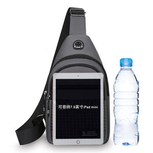 Sac de poitrine pour homme S Sport, gris à carreaux, en nylon hydrofuge, sac bandoulière avec sangle détachable, pour les trajets quotidiens et les activités de plein air - Product Image 2