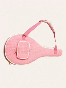 Estuche de Tenis Rosa de Tela de Rizo, Bolsa Deportiva para Raqueta de Tenis, Bádminton, con Correa para el Hombro - Product Image 3