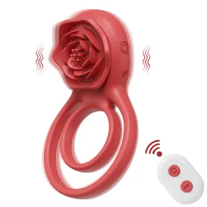 Afstandsbediening Rood Vibrerende Haan Ring Met Clitoris Vibrator Penis Ring Voor Mannen Seksspeeltjes Voor Volwassen Paren Vertraging Ejaculatie