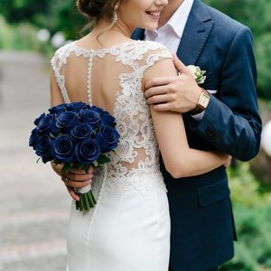 Оптовые синие искусственные шелковые розы для декора на День святого Валентина, свадебного оформления дома и свадебных букетов - Product Image 5