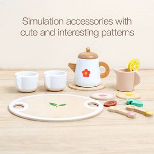 Ensemble en bois pour enfants pour jouer à la cuisine avec des tasses colorées, des sachets de thé, des tranches de citron, jeu de rôle Montessori, jouet de fête - Product Image 2