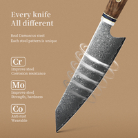 Couteau de Chef Professionnel en Acier Damas VG10 67 Couches, Couteau de Chef Kiritsuke avec Manche Unique en Bois Stabilisé