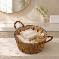 Panier de rangement tressé en rotin naturel, rustique, multifonctionnel, écologique et durable pour la maison