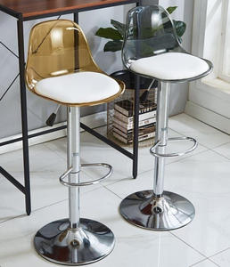 Tabourets <span class=keywords><strong>de</strong></span> <span class=keywords><strong>bar</strong></span> commerciaux pivotants avec dossier <span class=keywords><strong>transparent</strong></span> en plastique, chaise haute réglable en hauteur, tabourets <span class=keywords><strong>de</strong></span> comptoir pour la cuisine - Product Image 5