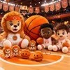 Ensemble de peluches personnalisées de joueur de basketball Lion avec porte-clés ballon, animal en peluche doux, fournisseur OEM