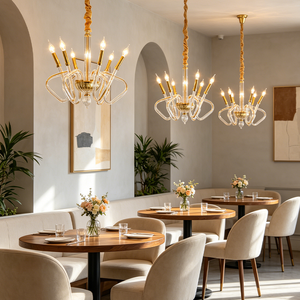 Lampadario Moderno a LED in Cristallo per Sala da Pranzo, Viola, Oro Champagne, Argento, Vetro Trasparente, Vetro Colorato - Product Image 3