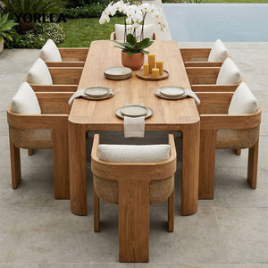Set da pranzo in Teak all'aperto di lusso per cortile ospedale Hotel scuola Villa spiaggia cuscino impermeabile per uso esterno generale - Product Image 1