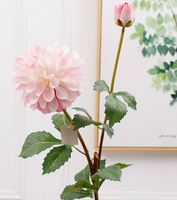 Fleur artificielle de dahlia faite à la main en Europe pour mariage, Saint-Valentin, Thanksgiving et Nouvel An