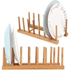 Bamboo Dish <b>Rack</b> <b>Plate</b> Holder Quick Dry Draining <b>Rack</b> Kitchen Storage Stand - Product Image 1