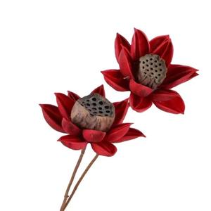 Vente en gros Fleur séchée à la main fleurs en bois séchées bourgeon rouge lotus pour artiste bouddhiste décoration intérieure - Product Image 3