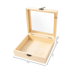 Petite boîte de rangement en bois peinte, boîte artisanale DIY, boîte de présentation multifonctionnelle sur le <span class=keywords><strong>thème</strong></span> de l'amour avec couvercle à charnières en verre - Product Image 2