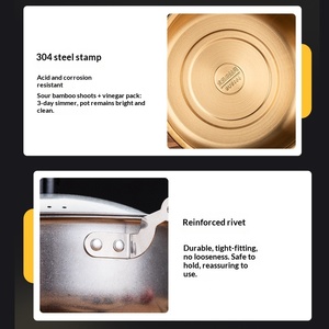 Pot à nouilles instantanées en acier inoxydable 304, durable, pour une personne, style coréen, petit pot à soupe/chaud, avec couvercle et double poignée pour ramen - Product Image 3