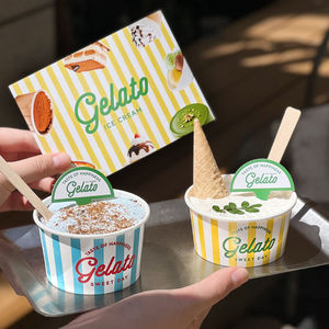 JN Vente en gros Gobelets à crème glacée biodégradables jetables en papier couché de 4oz 6oz personnalisés avec couvercles en forme de dôme pour expédition à usage industriel - Product Image 4