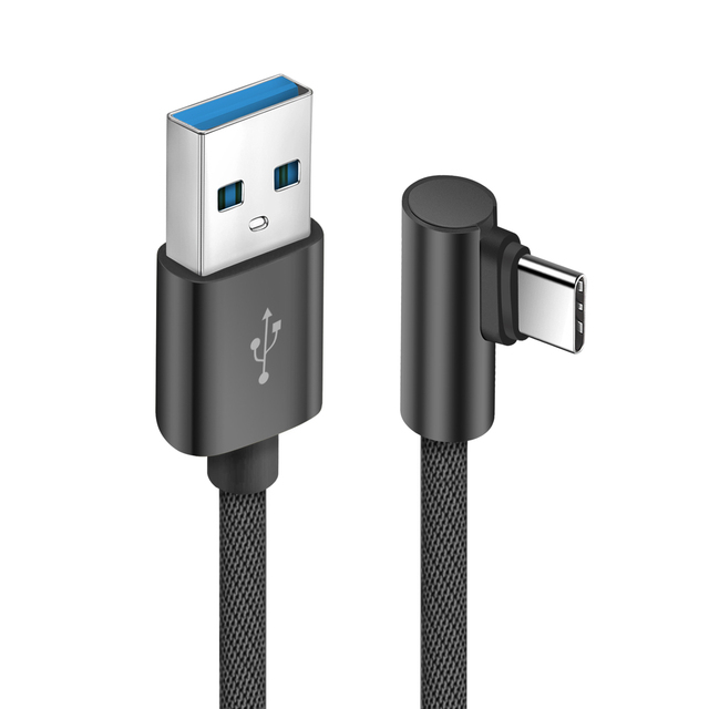 90 Degree L Shape Right Angle USB Cable 3A Fast Charging Game Playing USB C Micro USB Data Charger Cord